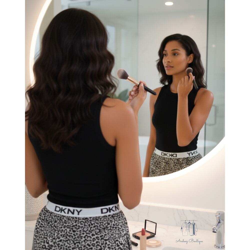 DKNY Women’s 2-Piece‎ Tank & Short Set - Leopard/Black Size XL (P0459)